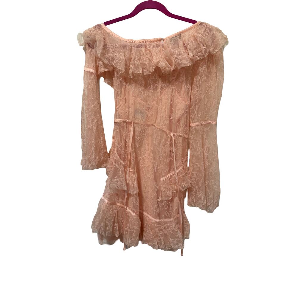 Alice McCall Blush Lace Ruffle Off Shoulder Mini Dress 6 - Picture 6 of 8
